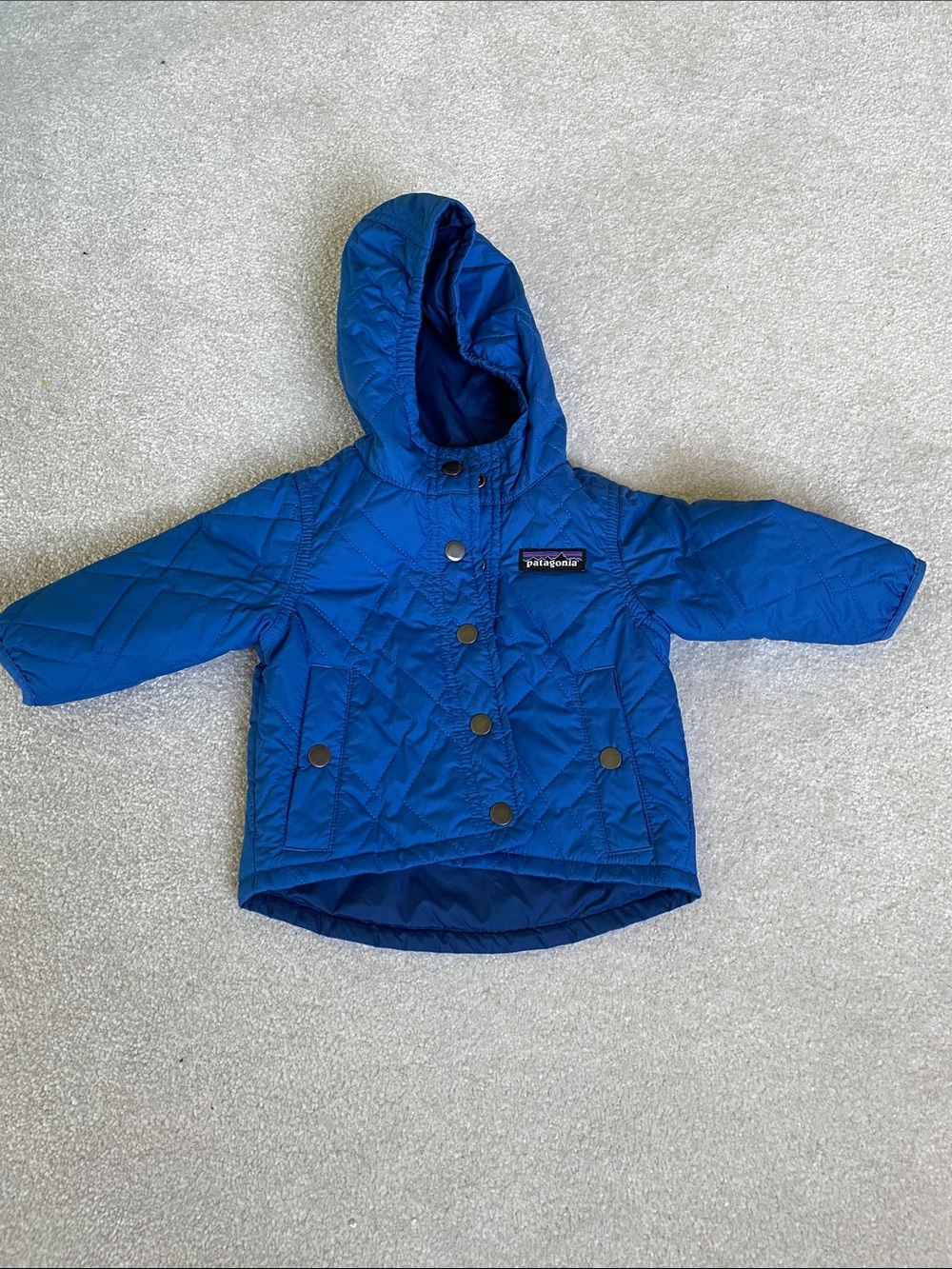 Patagonia Bright Blue Quilted Hooded Jacket
